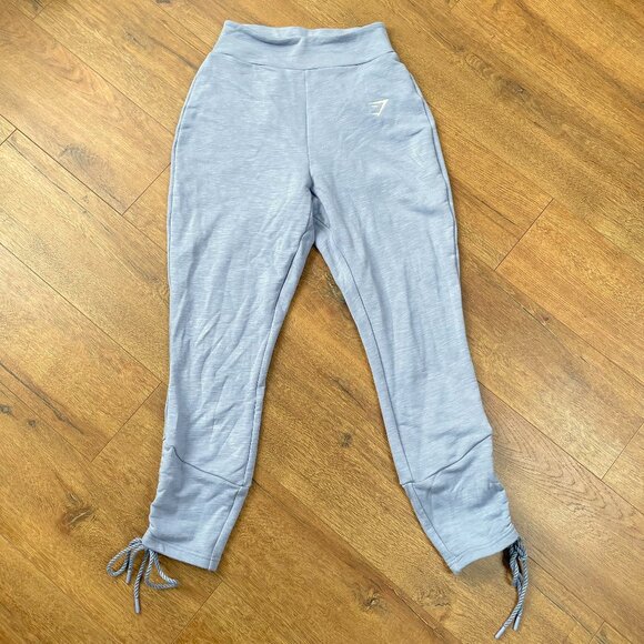 Gymshark Jogger Pants Womens S Blue High Waist Ruched Ankle Slim Fit Athleisure - Picture 1 of 8